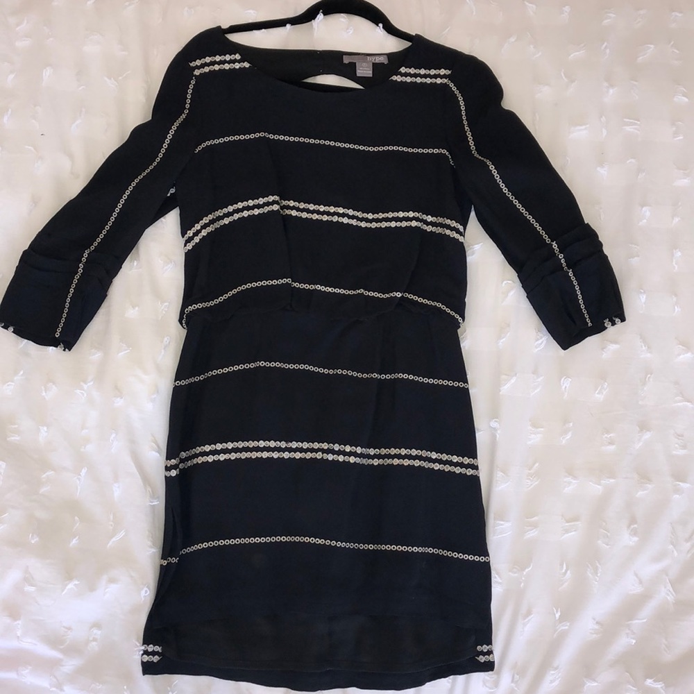 Black embroidered dress with keyhole detail